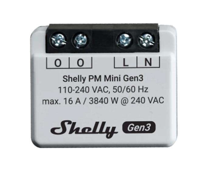 Shelly PLUS PM MINI GEN3, Wi-Fi + Bluetooth smart power meter, 1 channel (16A)