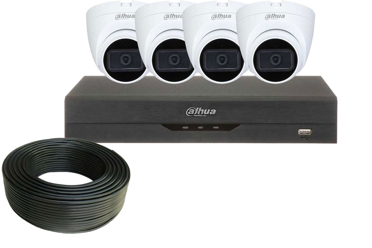 Sistem de supraveghere 4 camere interior Dahua, 2MP, Smart IR 25M, KIT4INT50IRDAH