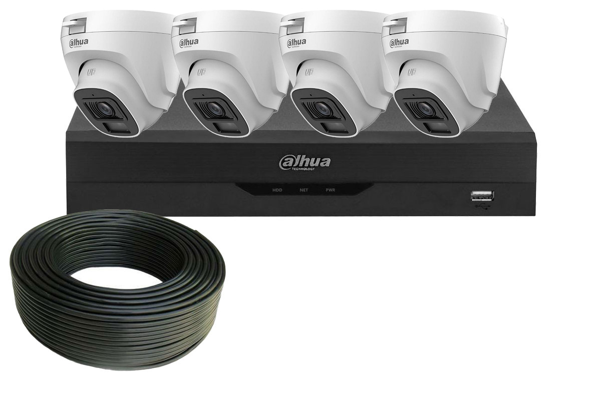 Sistem supraveghere 4 camere 2MP, 2.8 mm, Full HD, IR 20m, KIT4DOMEFHDMTL