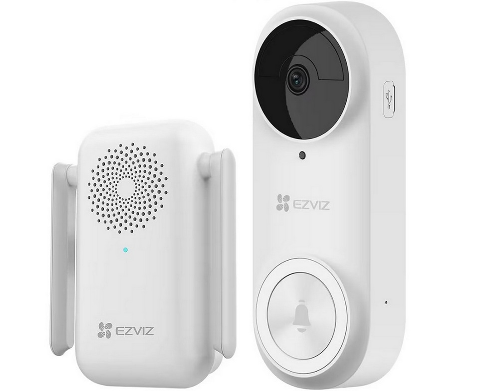 Sonerie DB2 Pro Ezviz EZ-CS-DB2 (5mp), cu camera de 5MP, detectare persoane, Wi-Fi, alarma anti-manipulare, baterie Litiu 5200mAh, slot microSD, IP65
