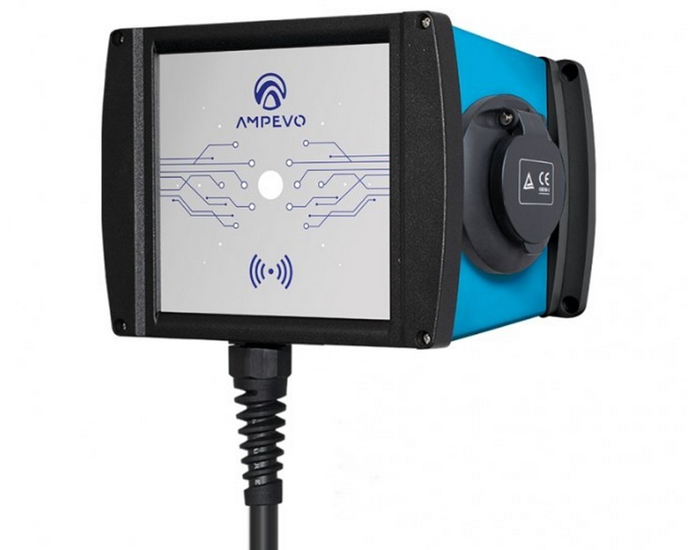 Statie de incarcare Ampevo pentru masini electrice, 7.4kW, 32A, monofazata, IK10, control din aplicatie, AMP107T2GO-CP