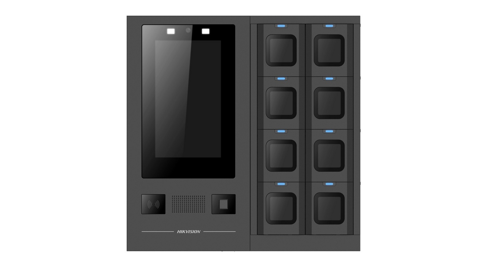 Statie andocare camere body Hikvision DS-MDS005/2T/8/FP/IC, 8 porturi, HDD 2TB, ecran tactil 13.3 inch, cititor amprenta, NFC