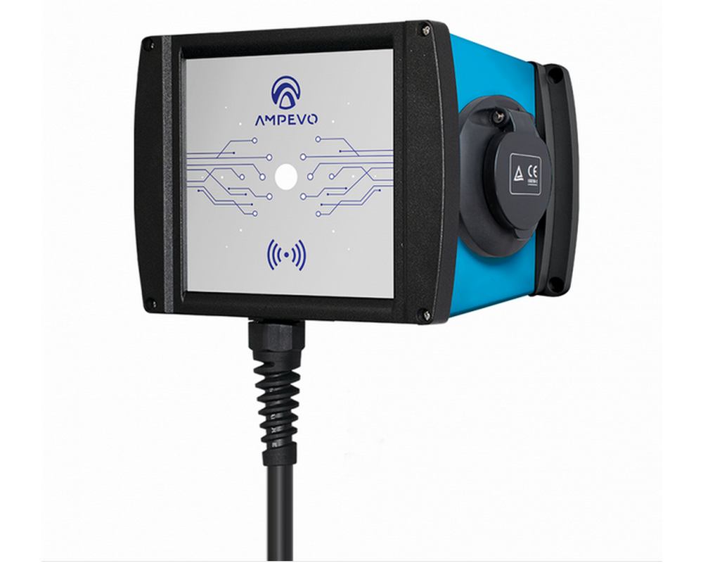 Statie de incarcare masini electrice AMPEVO 22 kW,  32A, Type 2, Aplicatie mobila, IP65, trifazat, AMP322T2GO-CP