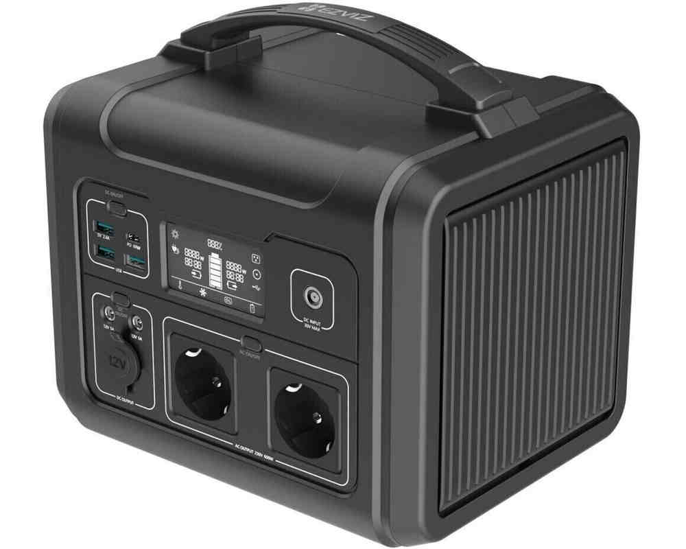 Statie de incarcare portabila Ezviz PS600, 607Wh, USB, Lumina LED, Display Smart, 2x priza 220v, negru