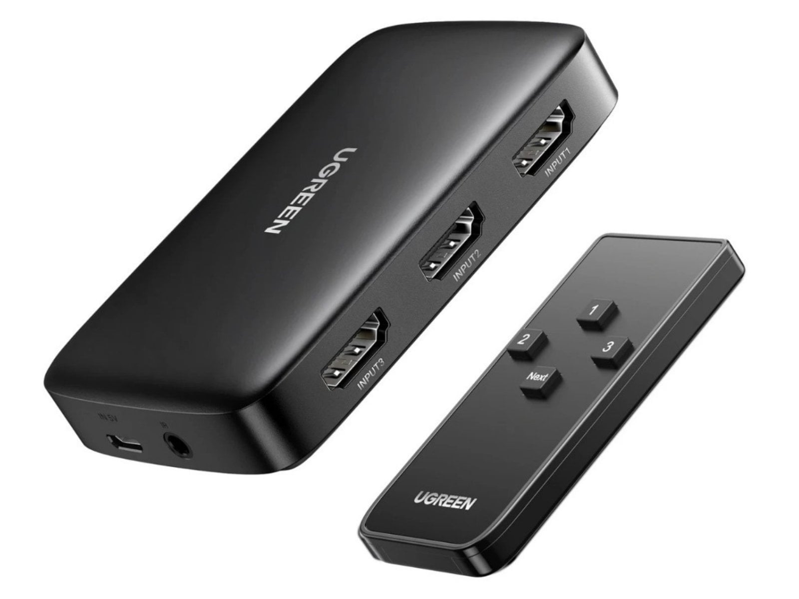 Switch HDMI pentru TV si console Ugreen, 3 intrari HDMI, 1 iesire HDMI, 4K 30Hz, HDMI 1.4, 3D, telecomanda IR, negru, CM332-80125