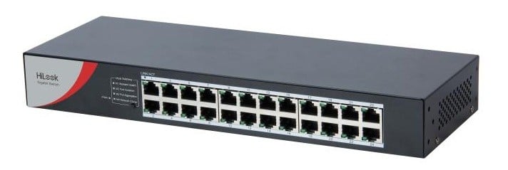 Switch Hikvision Hilook NS-0524R, 24 porturi Gigabit RJ45, 48 Gbps, Plug and Play, montaj rack, carcasa metalica, fara management