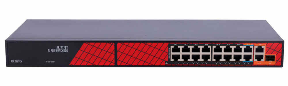 Switch PoE 16 porturi, 1 intrare SFP, 300W, PoE Watchdog, Safer SF-SW1916HIPOE-HF-300