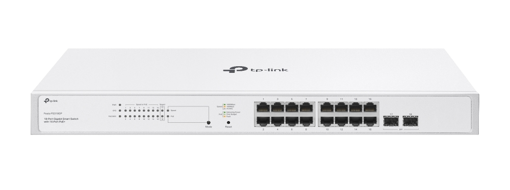 Switch 18 porturi Gigabit Tp-Link Festa FS318GP, 16 porturi PoE+, 2 porturi SFP, 150W, cu management
