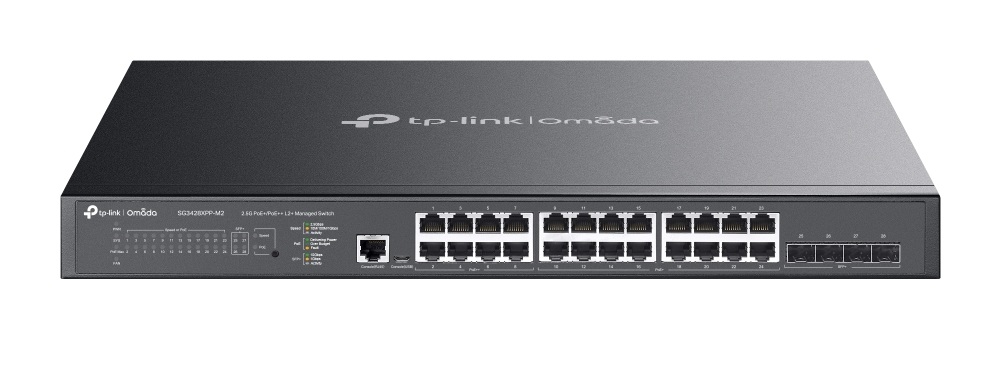Switch 28 porturi Omada Tp-Link SG3428XPP-M2, 16 porturi PoE+, 8 porturi PoE++, 4 porturi SFP, 500W
