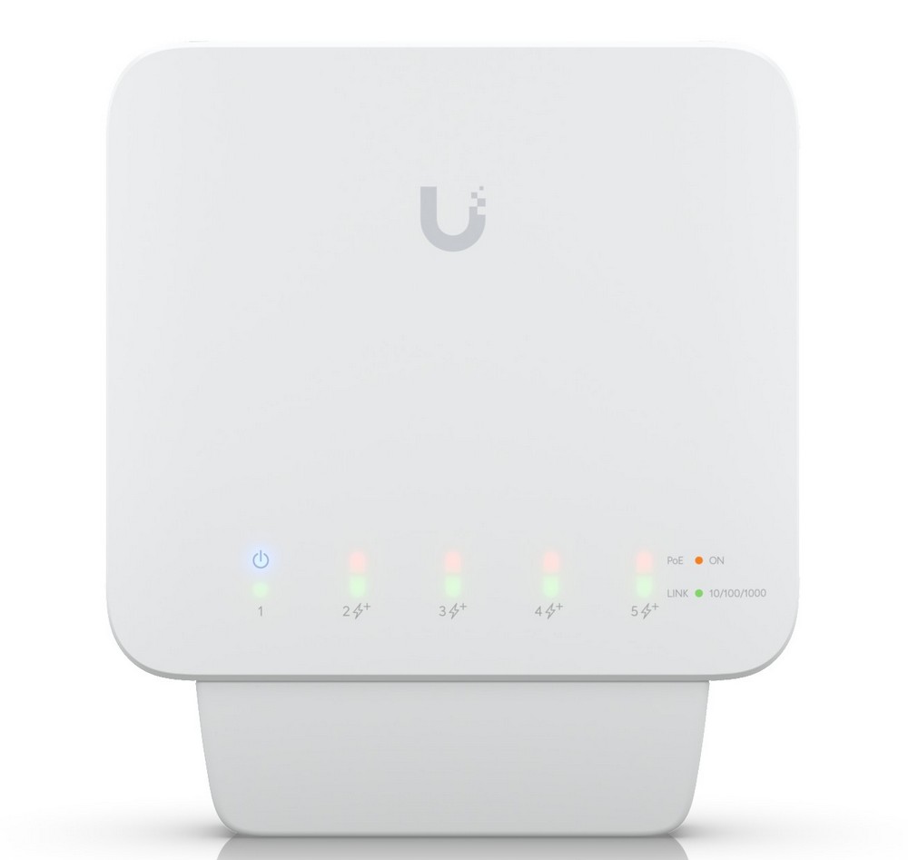 Switch 5 porturi PoE Gigabit, 46W, indicator LED, Ubiquiti USW-FLEX