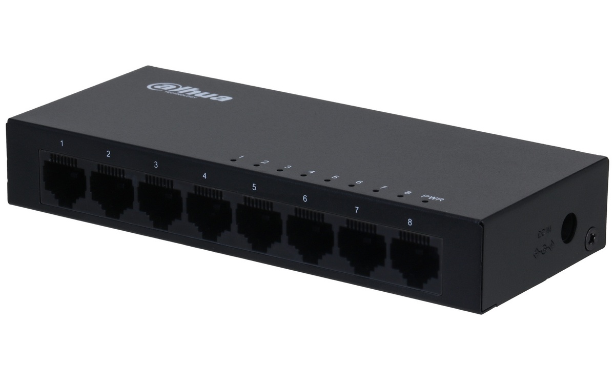 Switch 8 canale Gigabit 1000Mb/s, Plug-and-Play, fara management, Dahua PFS3008-8GT
