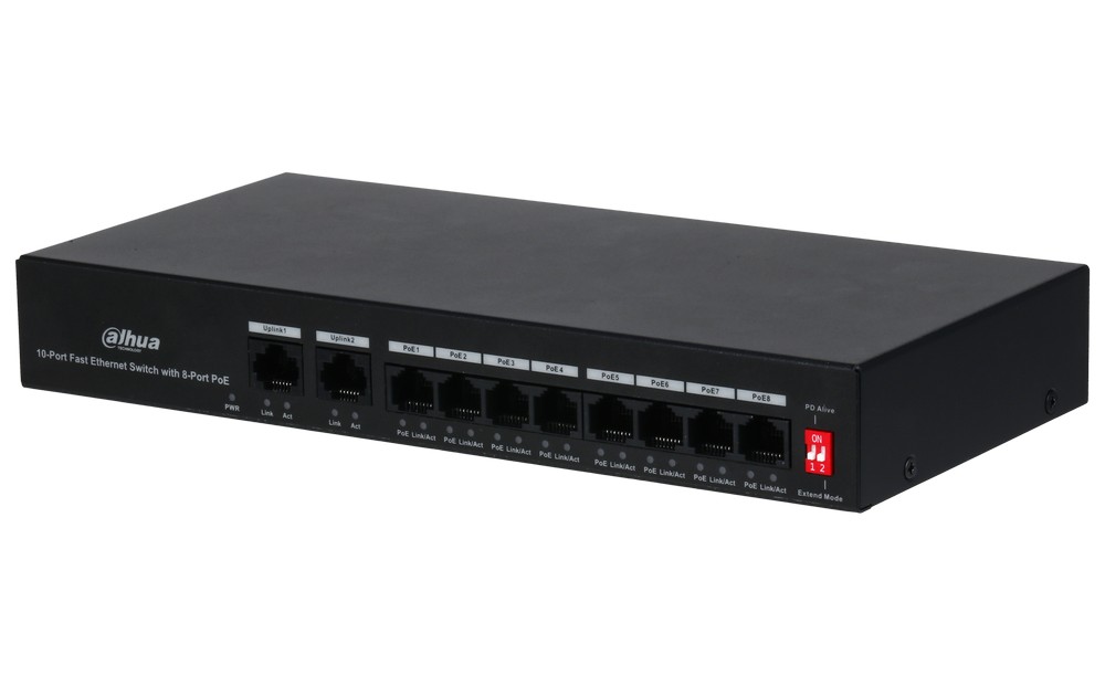 Switch 8 porturi Dahua Eco Series, PoE, 65W, Watchdog, PFS3010-8ET-65