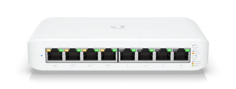 Switch cu 8 porturi Gigabit mixte Ubiquiti, 4 Porturi PoE pana la 52W, 4 Porturi LAN, USW-Lite-8-POE