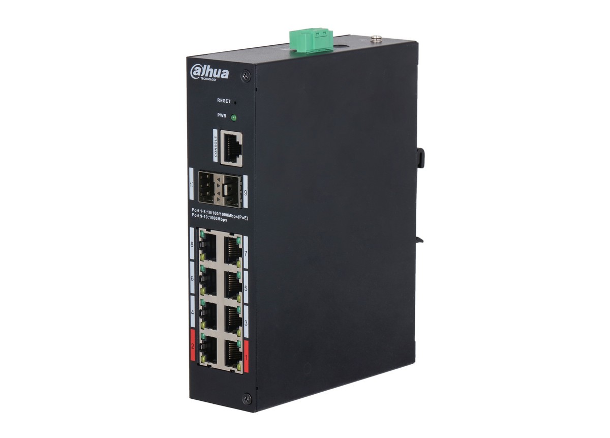 Switch cu management 10 porturi Dahua HS4210-8GT-110, 8x port PoE, PoE Watchdog