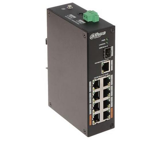 Switch industrial DAHUA PFS3110-8ET-96-V2 8 porturi PoE, 1 port SFP, 1 port Gigabit, 7.6 Gbps