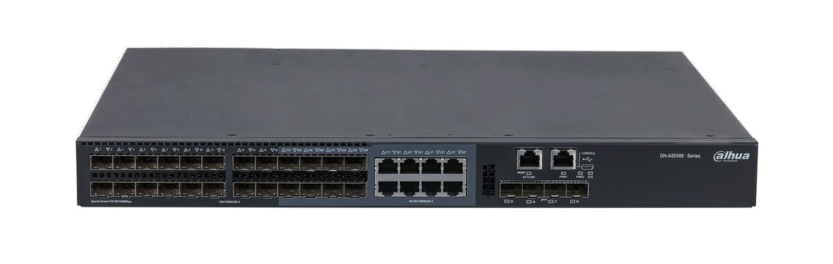 Switch Dahua AS5600-24GF4XF, 24 x SFP 1G, 4 x SFP+ 10G, 4 x RJ45, management avansat, Layer 3, montabil rack, 598 Gbps