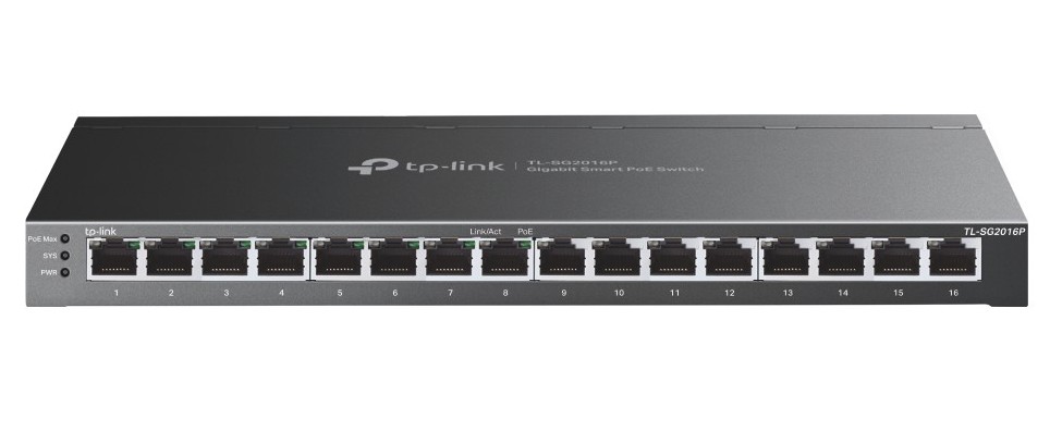 Switch cu management TP-LINK TL-SG2016P, 16 porturi Gigabit, 8 porturi PoE+, 120W