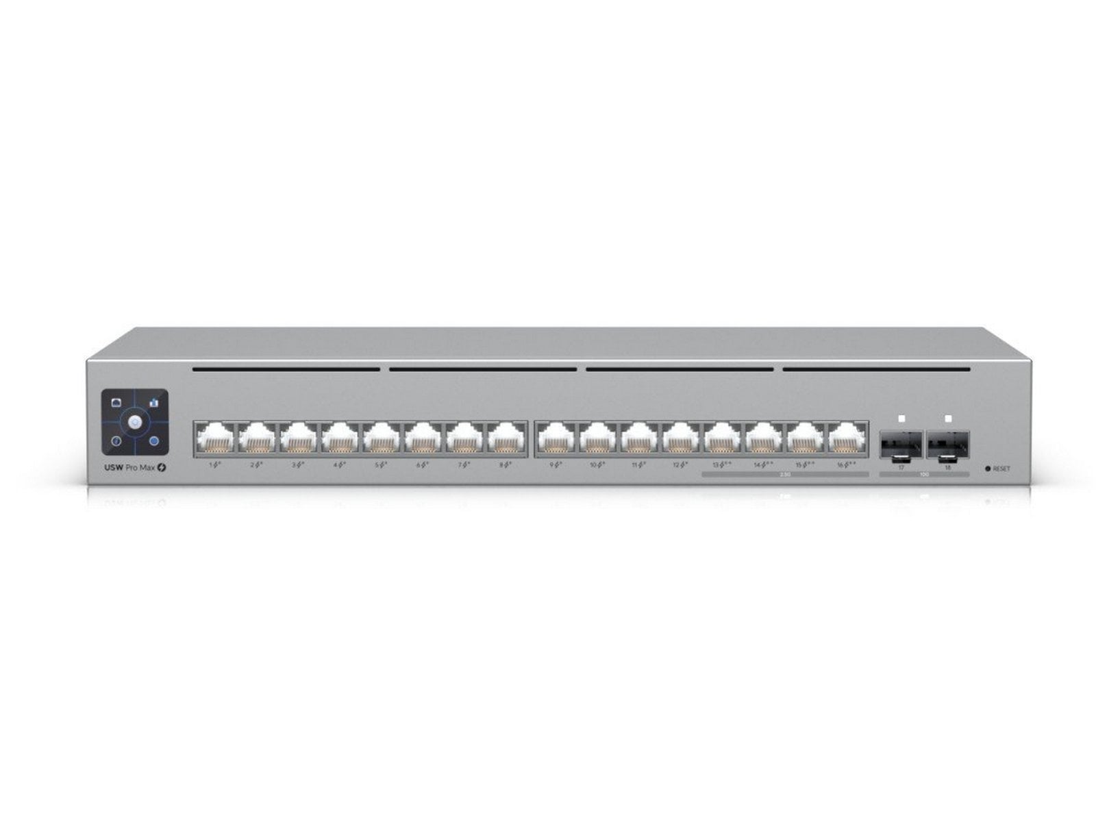 Switch Ubiquiti UniFi USW-PRO-MAX-16-POE, 16 porturi PoE+, 2 porturi SFP+, 180W