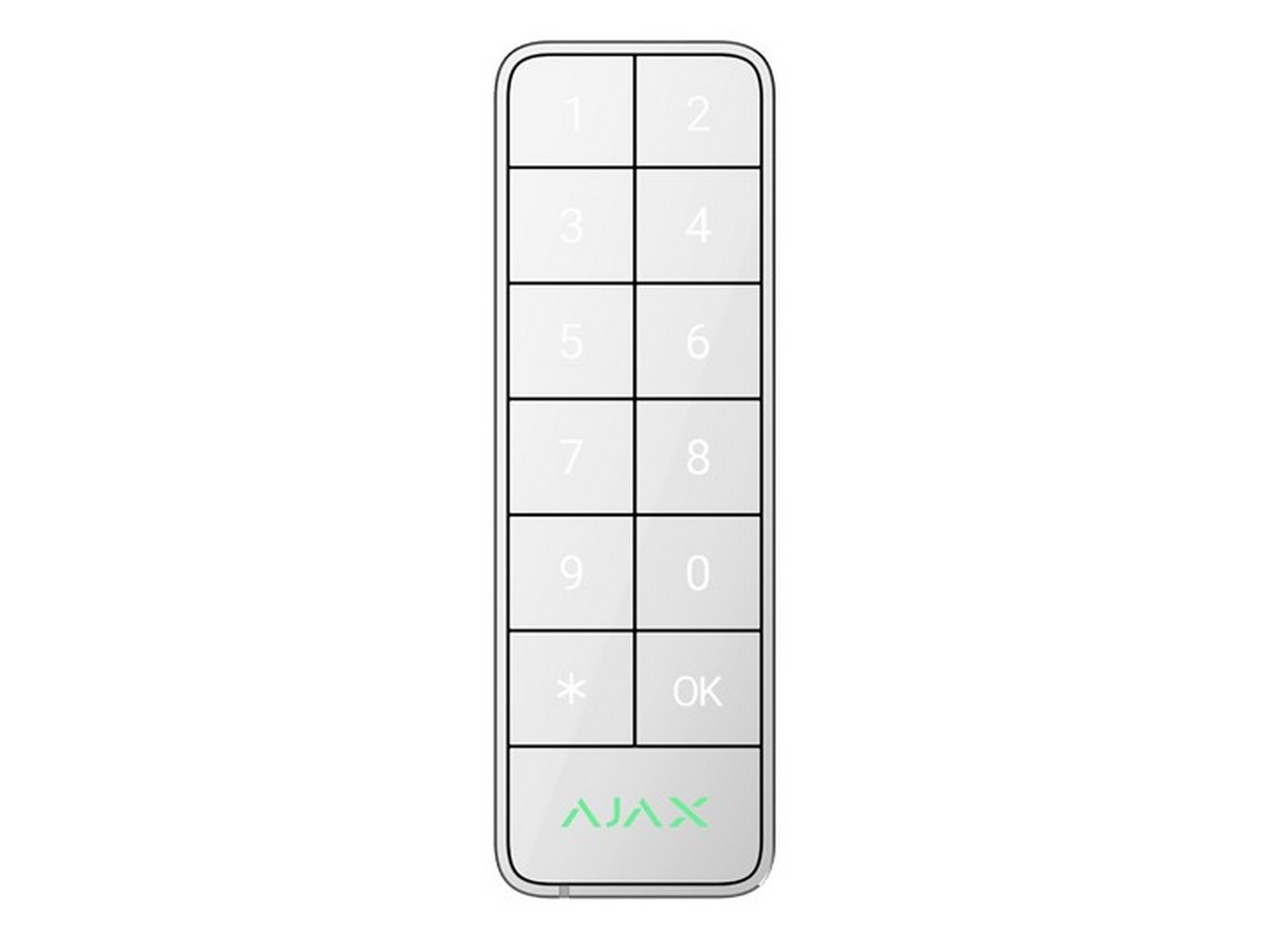 Tastatura alarma exterior Ajax Fibra SuperiorKeypadOutdoor(W)-117759, 4 fire, parola, Tag, cod, Bluetooth, DESFire, IP66, IK08, alb