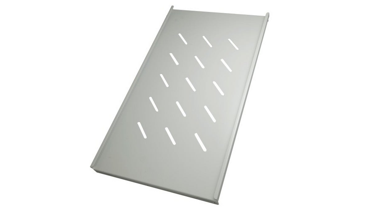 Tava fixa pentru rack, metalica, 280x500 mm, prindere laterala, fante ventilatie, alba, SHELF-450G