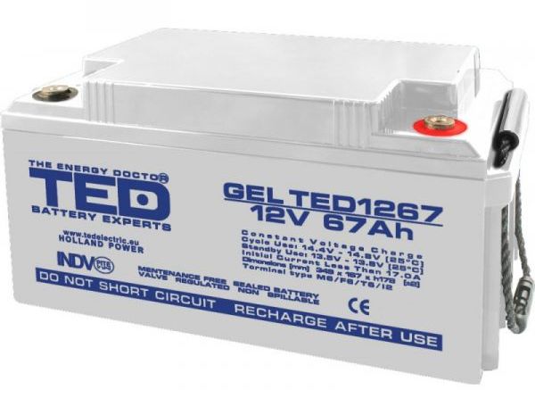 Acumulator AGM cu GEL, Deep Cycle, 12V, 67Ah, TED TED003461