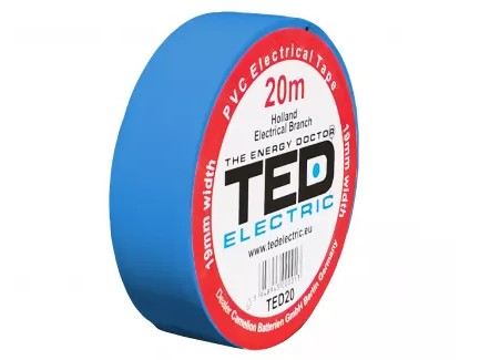 Banda izolatoare PVC, 20m x 19mm, pentru protectia si izolarea cablurilor, albastru, TED TED004765