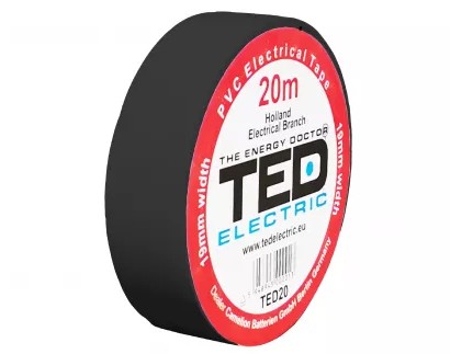 Banda izolatoare PVC, 20m x 19mm, pentru protectia si izolarea cablurilor, negru, TED TED004796