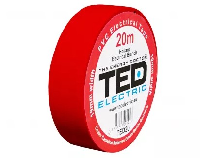 Banda izolatoare PVC, 20m x 19mm, pentru protectia si izolarea cablurilor, rosu, TED TED004802