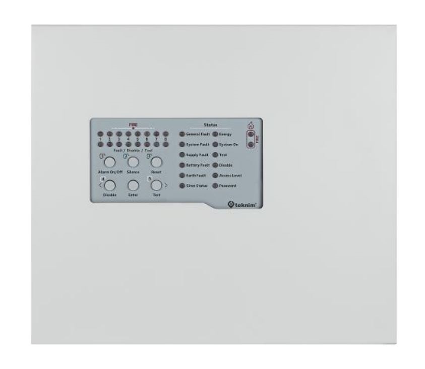 Centrala detectie incendiu conventionala 8 zone, Accepta 32 detectori/zona, TEKNIM TFP-4408