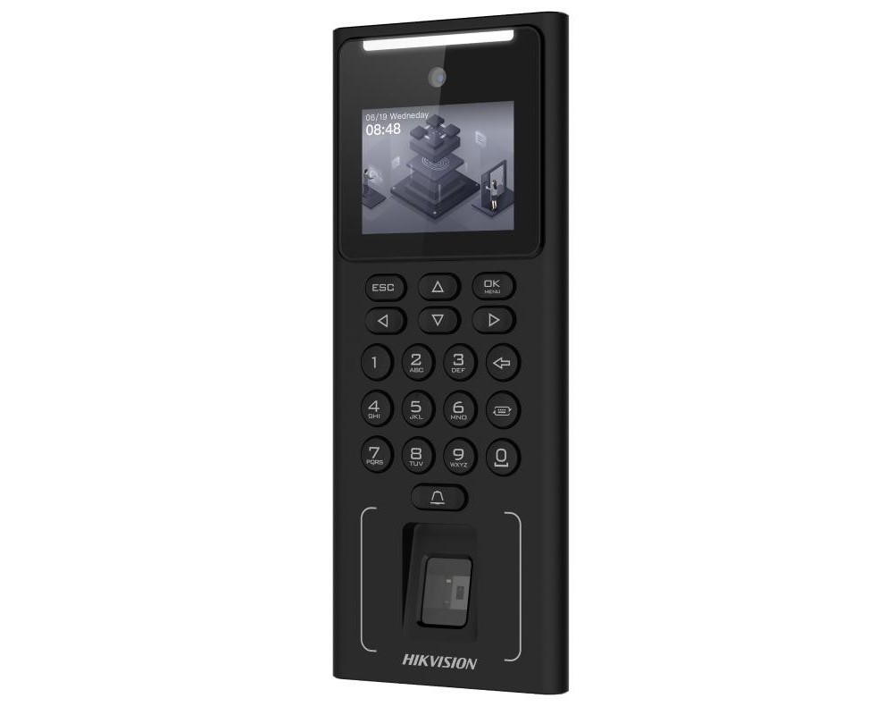 Terminal de control acces, 2 MP, recunoastere faciala, amprenta, MIFARE 13.56 MHz, ecran LCD, Hikvision DS-K1T321MFWX