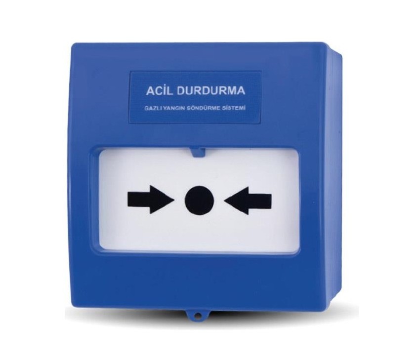 Buton de incendiu conventional resetabil, 5-30VDC, Contact NC/NO, IP30, albastru, TEKNIM TFB-3165B