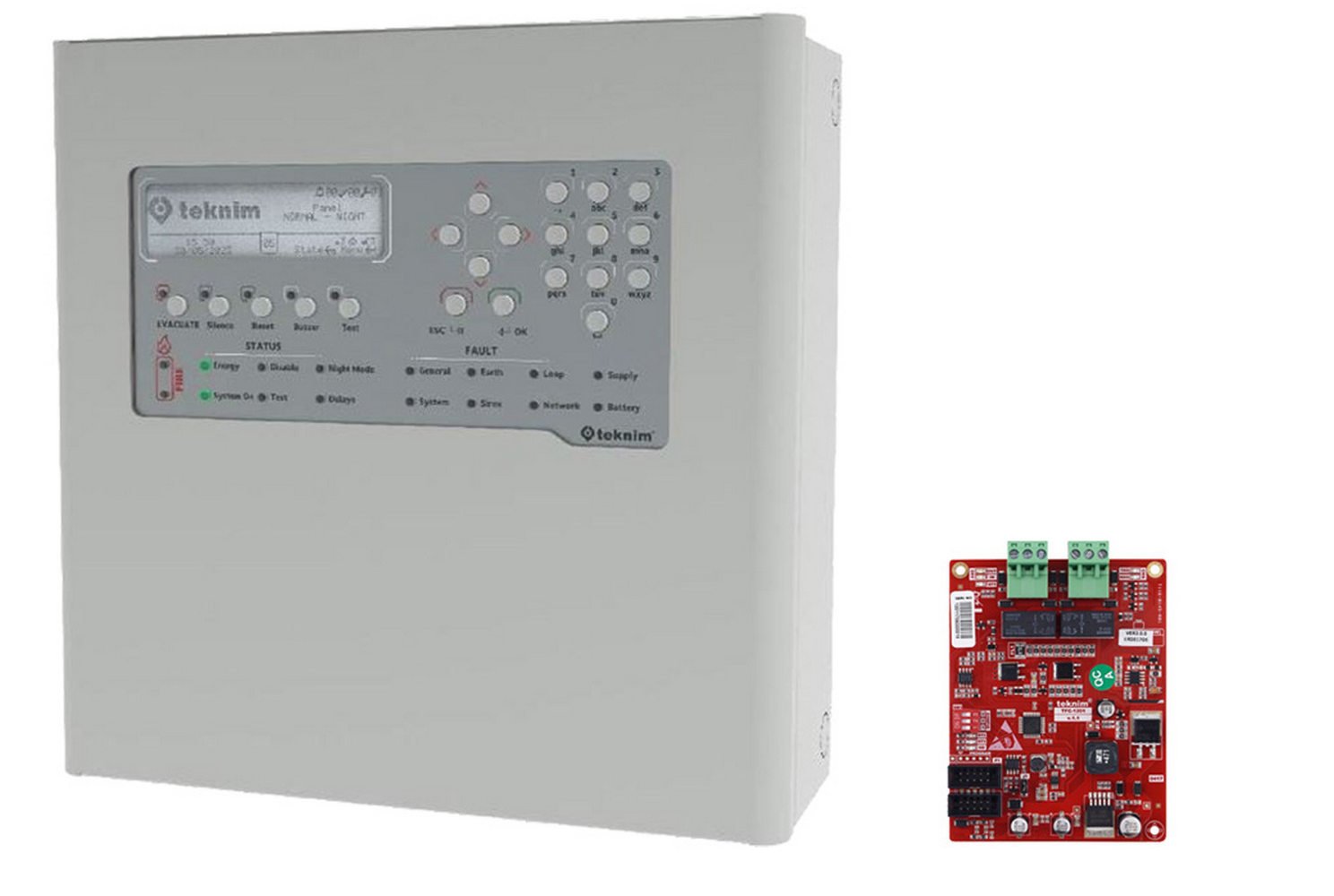 Centrala detectie incendiu adresabila, 1 bucla, 72 zone, cu modul de comunicare, Teknim TFC-1201+TFP-2211