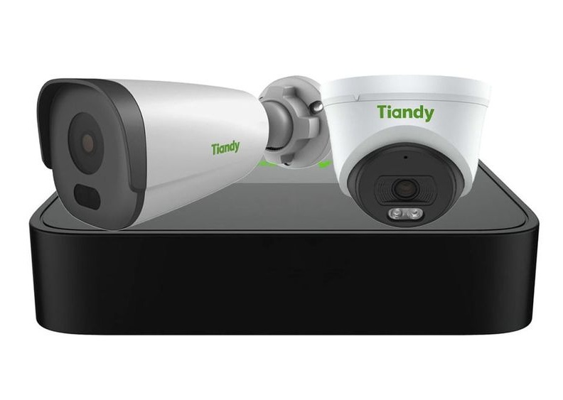 Kit sistem de supraveghere IP Tiandy, 2 camere 2MP, IR 50m, NVR 4 canale, 4xPoE