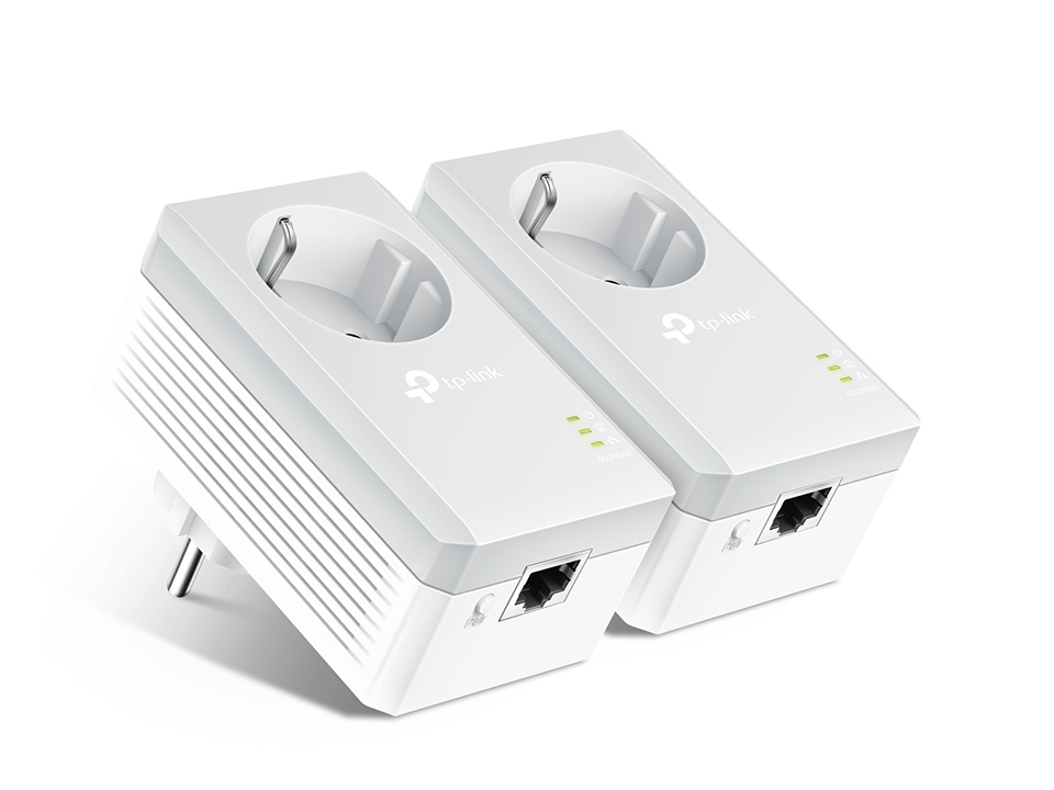 Kit transmisie internet prin reteaua electrica TP-Link TL-PA4010PKIT AV600, Pana la 600 Mbps, Priza integrata, Plug and play