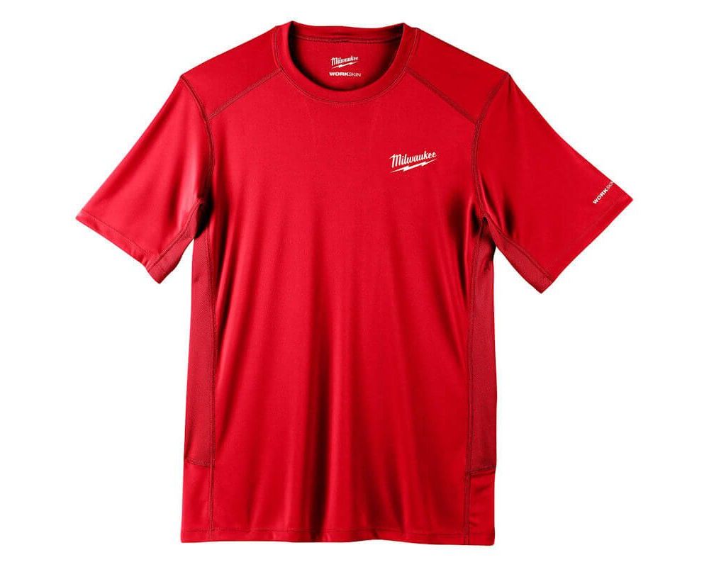 Tricou cu maneca scurta rosu Milwaukee WORKSKIN, marimea L, material respirabil, protectie UV, poliester, 4932493070