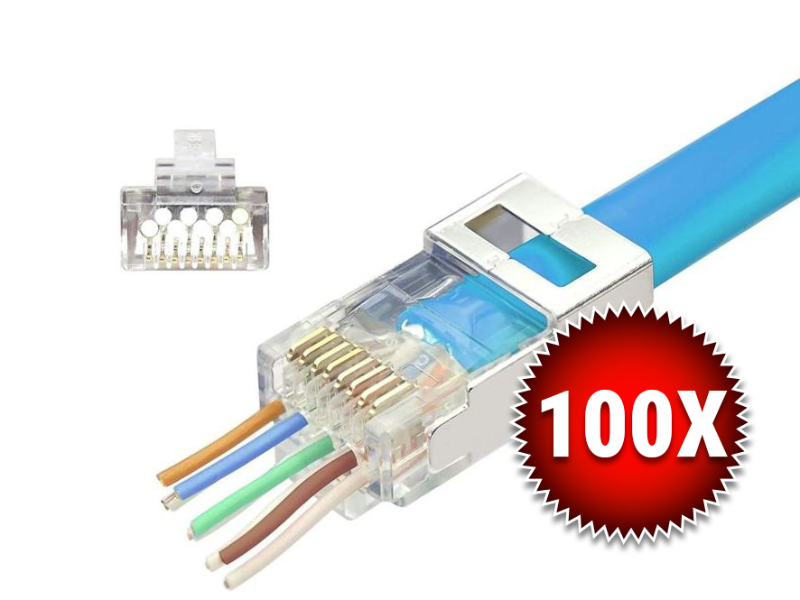 Set 100 mufe ecranate RJ45 CAT6A, orificii de 1.3mm, Braun Group TS-RJ45M6A-EZX100