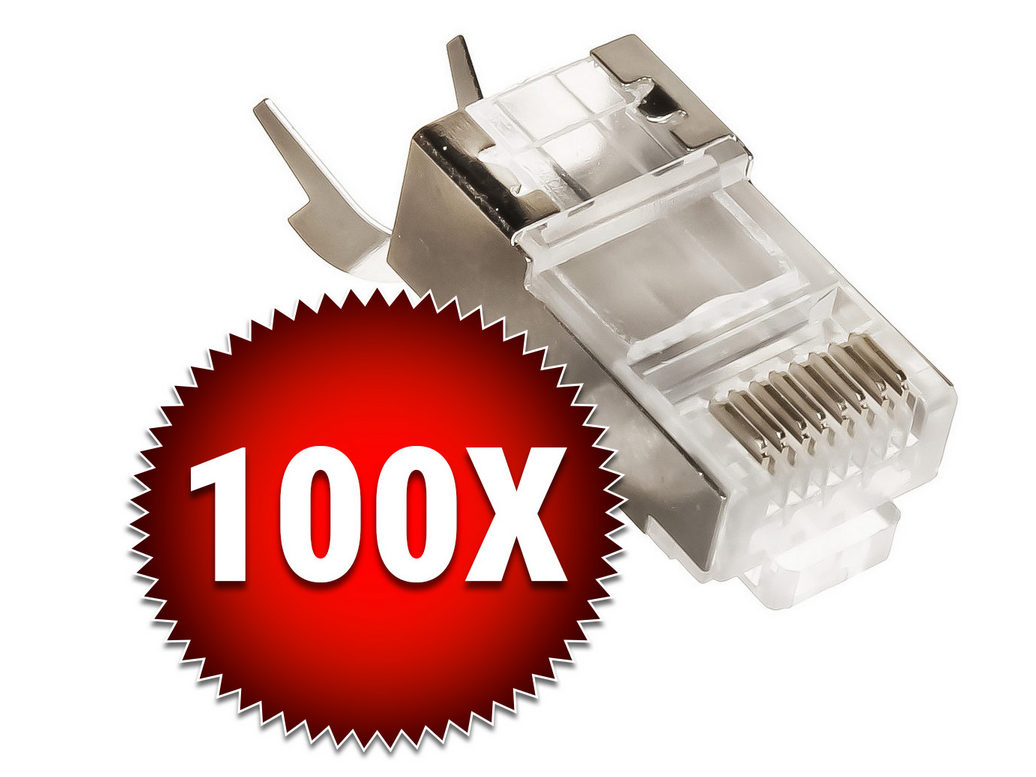 Set 100 Mufe RJ45 pentru cablu UTP, 8 pini, Safer TS-RJ45M7X100