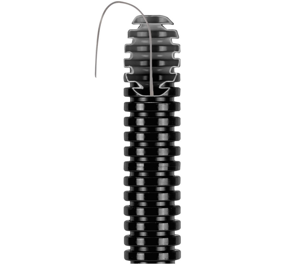 Tub Copex Riflat 16 mm, Cu fir de tragere, Rola 100m, Flexibil, Pliabil, Negru, gama FK15, PVC, Gewiss DX15116R
