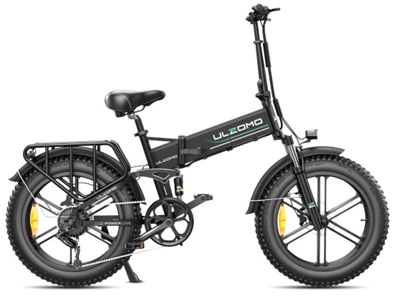 Bicicleta electrica pliabila Ulzomo ULZD20-BK, autonomie 120km, 750W, 48V 16Ah, 7 trepte viteza max. 40km/h, LDC, negru, anvelope 20 inch