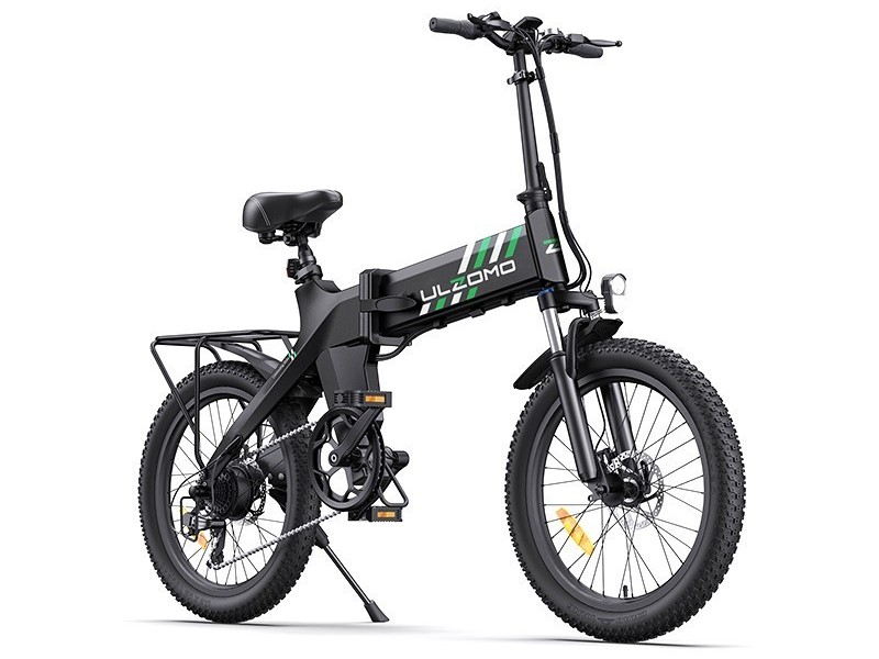 Bicicleta electrica pliabila Ulzomo ULZR20-BK, autonomie 60km, 250W, 36V 15.6Ah, 7 trepte viteza max. 25km/h, LDC, negru, anvelope 20 inch