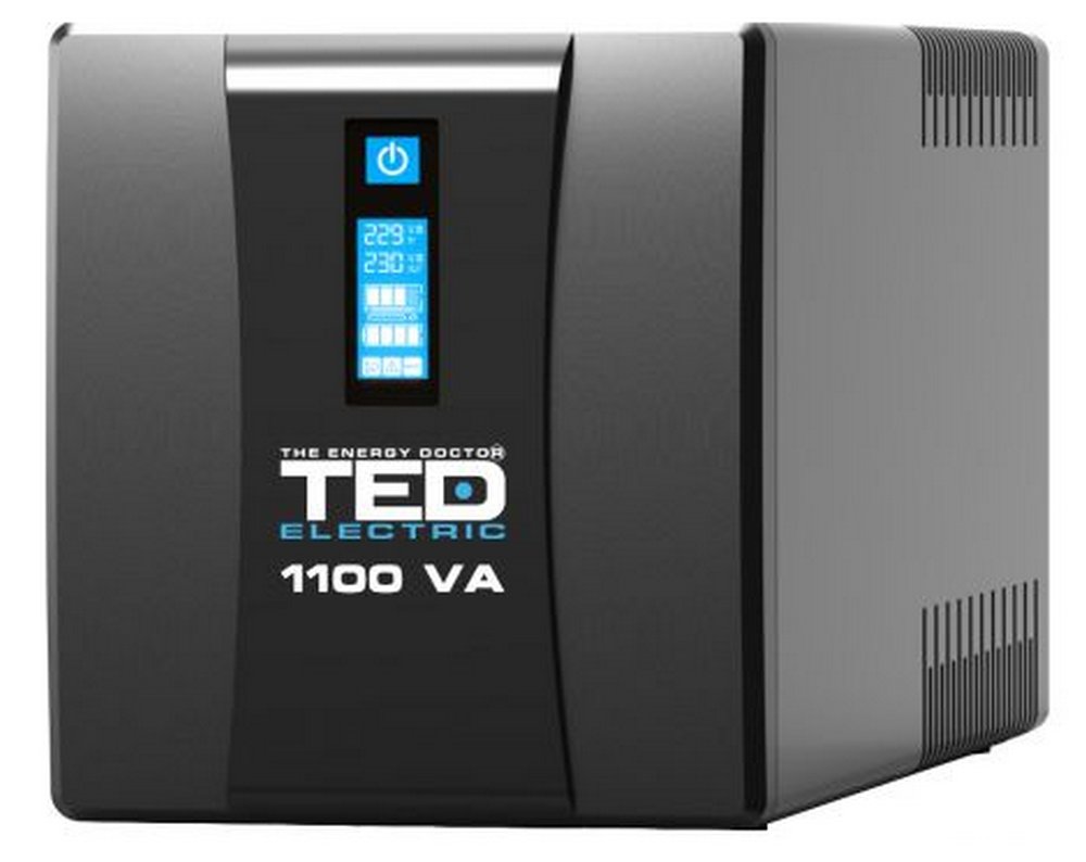 UPS 1100VA 600W, stabilizator, management, 4x Schuko, Ecran LCD, 2 acumulatori 12V 7Ah, TED Electric, TED004628