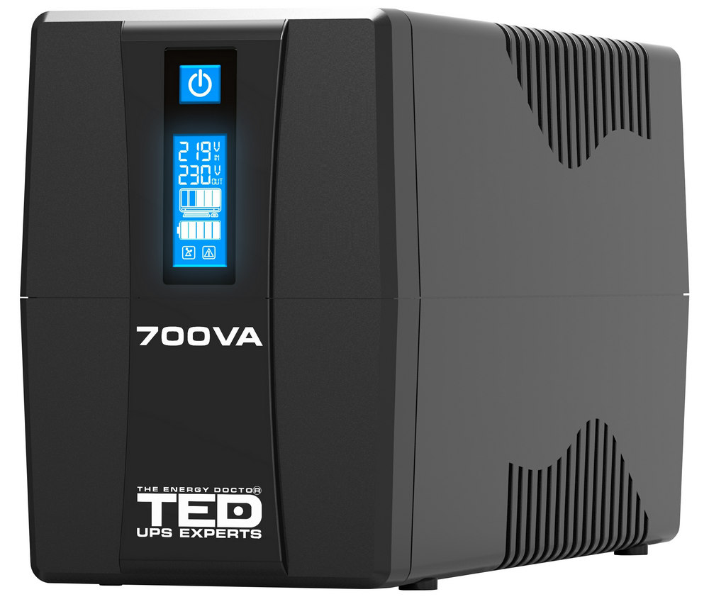 UPS cu stabilizator, 700VA / 400W, cu ecran LCD, 2x Schuko, TED TED003959