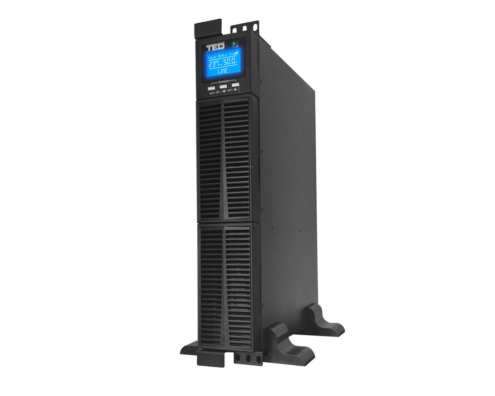 UPS Rackabil 2U, 1000VA 900W, sinusoidala pura, online cu dubla conversie si management, include 2x Acumulator 12V 9Ah, TED Electric, TED004048