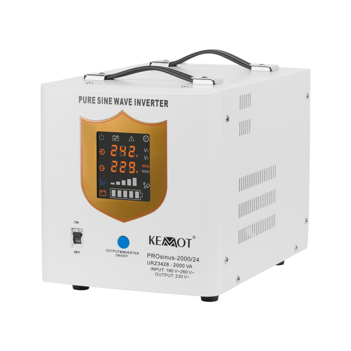 UPS pentru centrale termice, sinusoida pura, 2000VA 1400W, incarcare baterii 24V, 2x schuko, Kemot ProSinus, URZ3428