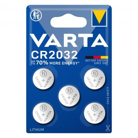 Set 5 baterii Varta Litiu 3V CR2032 230mAh, Dimensiuni 20 x 3.2 mm, CR2032-3V-B5