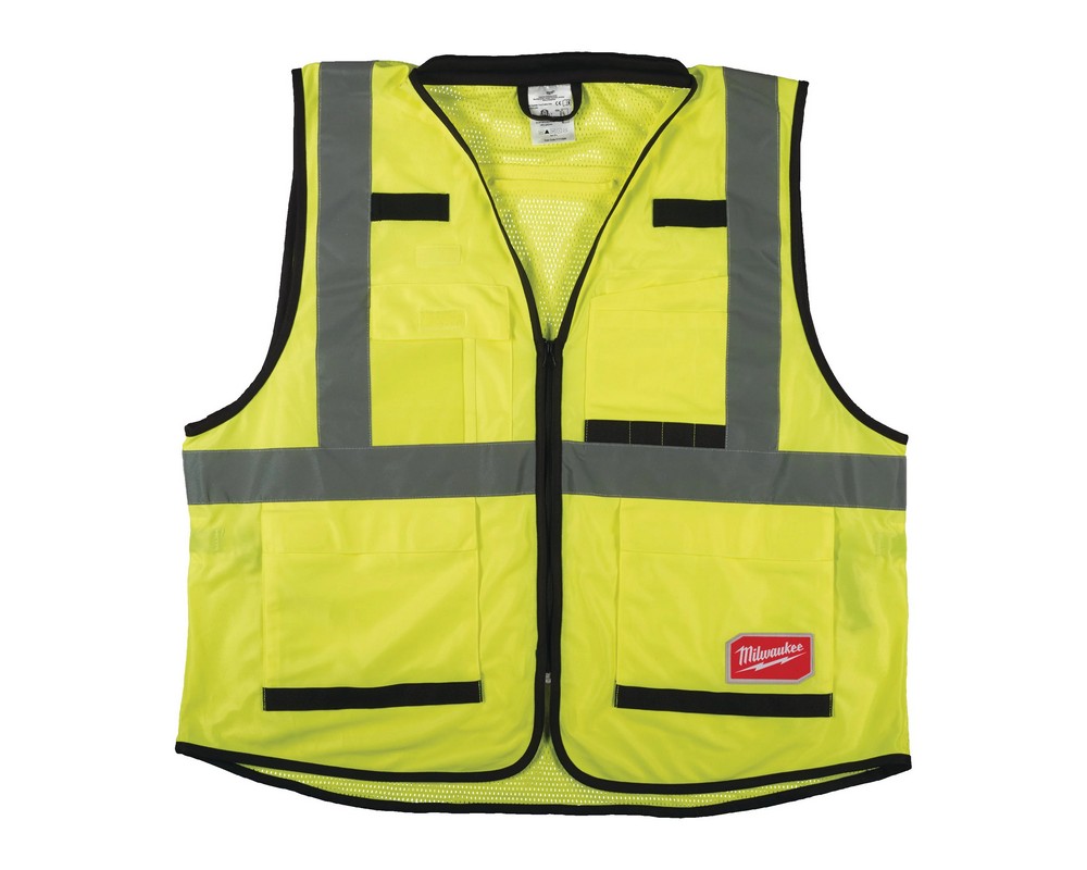 Vesta premium reflectorizanta galbena Milwaukee, marimea S/M, ventilatie in spate, guler captusit, 4932471895