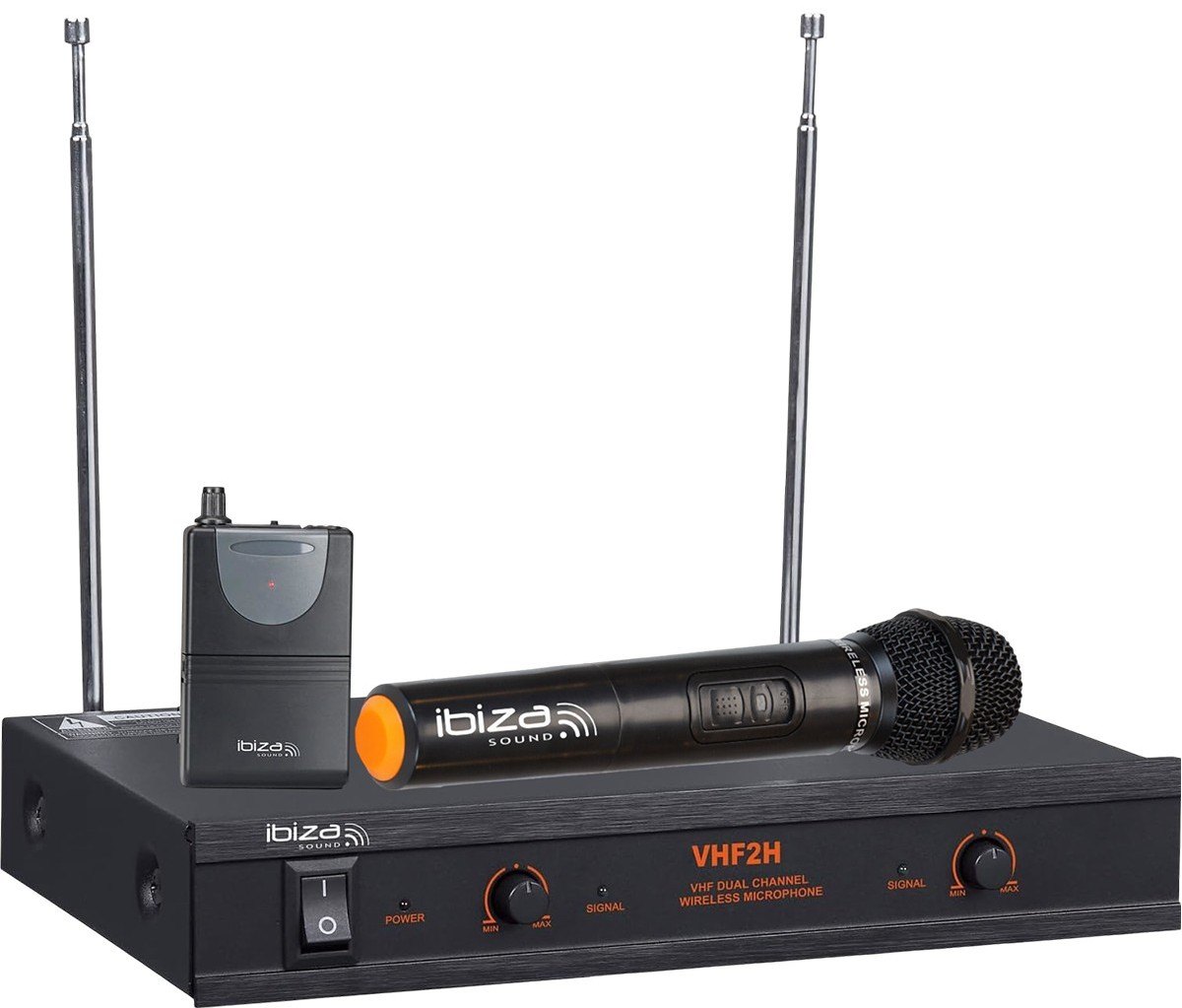 Set 1 microfon wireless de mana si 1 receptor, Ibiza VHF2H