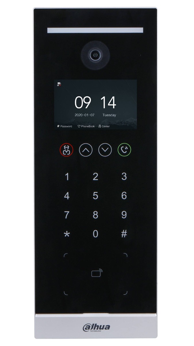 Videointerfon IP de exterior Dahua VTO6521H, 2 MP, difuzor incorporat, IP65, montaj aparent/ incastrat, 20.000 utilizatori, 10.000 carduri