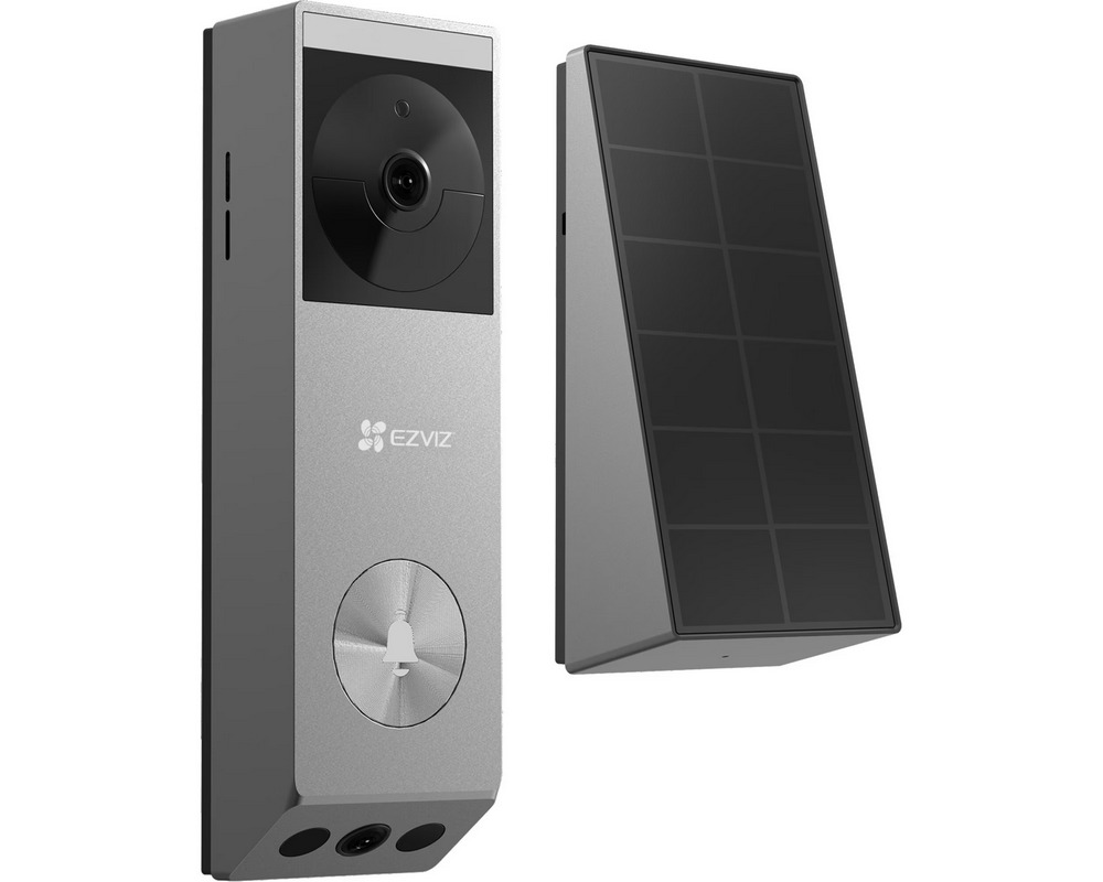 Sonerie video Wi-Fi pe baterii cu panou solar EZVIZ, lentila duala 3MP+2MP, Iluminare nocturna color, IP65, CS-EP3x(3MP+2MP)