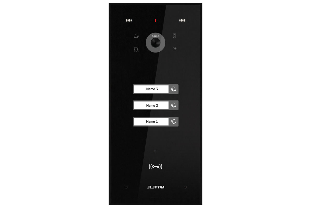 Post exterior videointerfon Electra VPH.03F03.ELBTL, 3 familii, montaj ingropat, IP44, negru